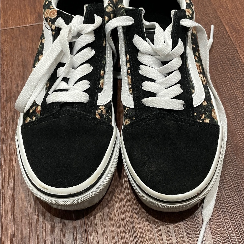 Vans Kids Black and Pink Floral Sneakers - Picture 6 of 8